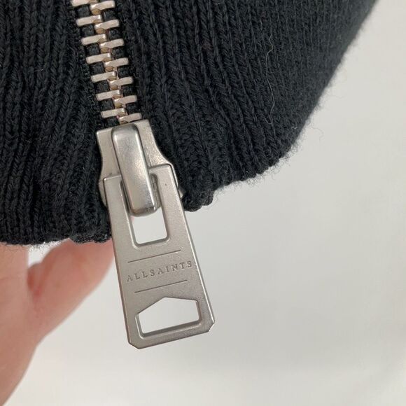 All Saints Lucia Sweat Black Open Front Draped Cotton Cardigan Sweater Large - Picture 4 of 8